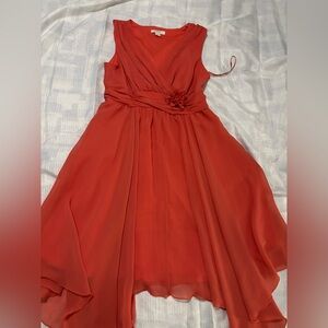 Elegant coral Sleeveless Dress. Perfect for weddings